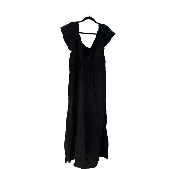 J. Crew Women's Palermo Dress in Viscose-Blend Crinkle Black Size Large NWT - Picture 7 of 15